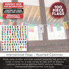 Juvale 100-Piece International Flags - 80-Feet Small Country Flags Banner of The World - Multi-Cultural Party Hanging Decorations, 100 Different Assorted Countries, 5.2 x 9.2 inches Each Flag