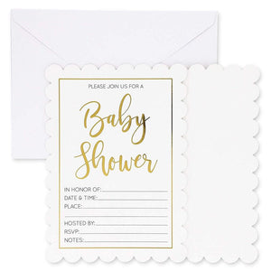 Juvale 36-Pack Gold Foil Unisex Baby Shower Invitations with Envelopes 5 x 7 Inches