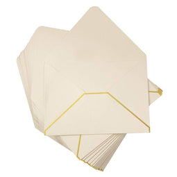A7 Ivory Envelopes with Gold Foil Edges for Mailing Invitations (5x7 In, 50 Pack)