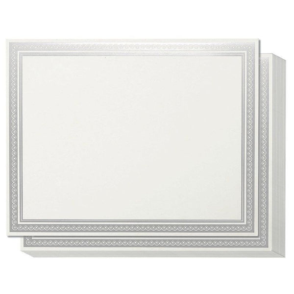 50 Pack Award Certificate Paper Silver Foil Border, Letter Size (Ivory, 8.5 x 11)