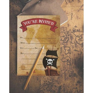 Pirate Invitation Cards - 24 Fill-in Invites with Envelopes for Kids Birthday Bash and Theme Party, 5 x 7 inches, Postcard Style