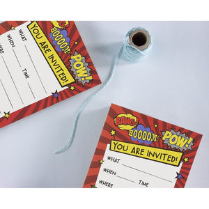 Comic Book Action Hero Birthday Party Fill-In Invitation Cards (5 x 7 In, 24 Pack)