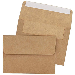 Juvale 100 Pack Brown Kraft A7 Invitation Envelopes for 5 x 7 Wedding Cards, Photos, Baby Shower Invites - Square Peel & Stick Flap, 5.25 x 7.25 Inches