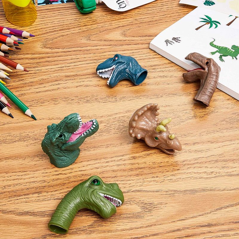 10 Pack Dinosaur Finger Puppets Toys for Kids, 5 Assorted Designs