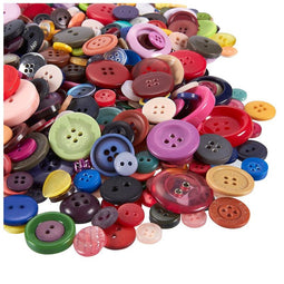 Juvale 1000 PCS Assorted Mixed Color Sizes Resin Buttons 2 and 4 Holes, Round Buttons for Sewing DIY Crafts, Children's Manual Button Painting
