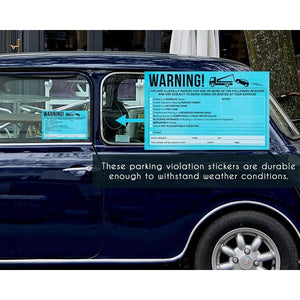 Parking Violation Stickers - 50-Pack Towing Stickers, Vehicle Parking Warning Stickers, No Parking Sign, Car Window Sign, Fluorescent Blue Stickers, Adhesive Stickers, 8.2 x 5.2 Inches