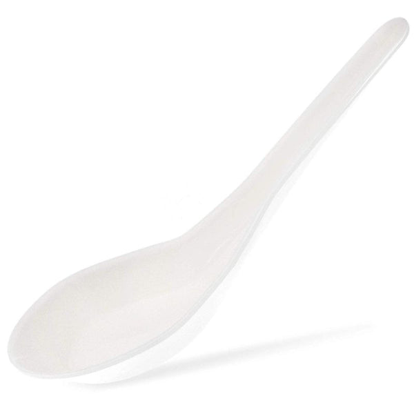 Juvale 50-Pack Disposable Plastic Chinese Asian Soup Spoons For Appetizer, Ramen, Pho, 5.5 x 1.5 Inches, White