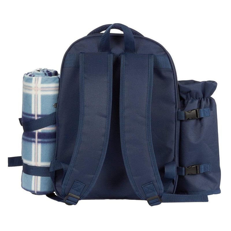 Navy Blue Picnic Backpack for 4 Person Set Portable Picnic Bag