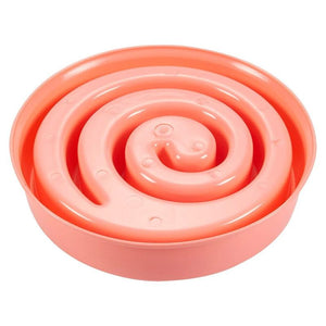 Interactive Dog Bowl, Spiral Slow Feeder Pet Dish (Pink and Green)