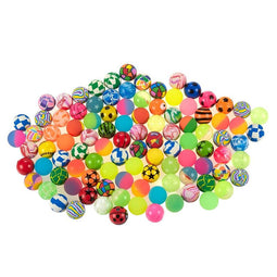 Bouncy Balls Party Favors - 100-Count Super Bouncy Balls Bulk, Colorful High Bouncing Balls Party Bag Filler, Assorted Designs, 1.25 Inches in Diameter