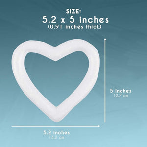 White Foam Hearts for DIY Crafts Supplies, Valentine's Décor (5.2 x 5 in, 24 Pack)