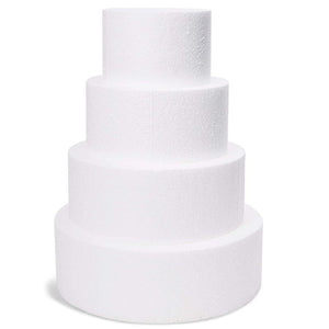 4 Pieces Round Foam Cake Dummies, 16 Inches Tall