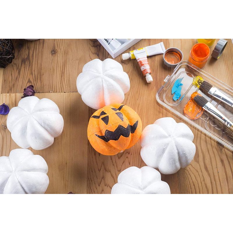 Juvale Craft Foam - 6-Pack Pumpkin Shaped Foam Ball for DIY Crafts Project, Kids Art Class, White Polystyrene Foam, 3 x 2.75 x 3 Inches