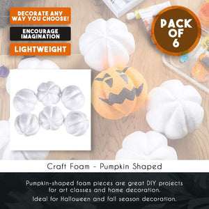 Juvale Craft Foam - 6-Pack Pumpkin Shaped Foam Ball for DIY Crafts Project, Kids Art Class, White Polystyrene Foam, 3 x 2.75 x 3 Inches