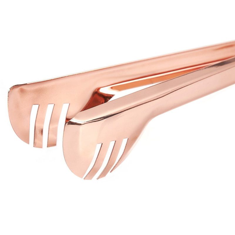Salad Tongs - Stainless Steel Serving Tongs, Copper-Coated Metal Server Tongs for Pasta, BBQ, Appetizers, Pastries, Rose Gold - 9.25 x 2 x 2 Inches