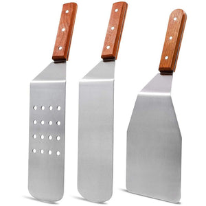 Juvale Griddle Spatula Set for Flat Tops - Restaurant Quality Cooking Utensils - Stainless Steel, Set of 3