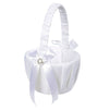 Juvale Flower Girl Satin Wedding Basket, White, 8 x 5 x 3.5 Inches