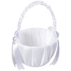 Juvale Flower Girl Satin Wedding Basket, White, 8 x 5 x 3.5 Inches