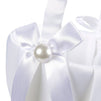 Juvale Flower Girl Satin Wedding Basket, White, 8 x 5 x 3.5 Inches