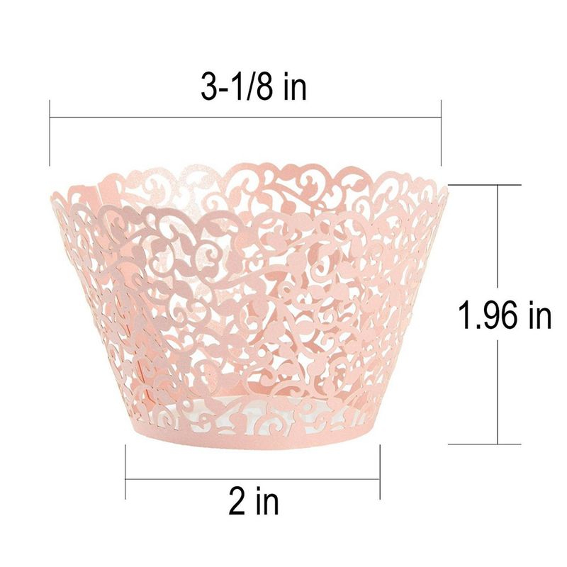 Lace Cupcake Wrappers, Laser Cut (Pink, 100 Pack)