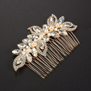 Bridal Hair Comb - Decorative Rhinestone Wedding Comb for Bridesmaids, Engagement Parties, Bridal Showers, Rose Gold - 3.5 x 0.39 x 2.13 Inches