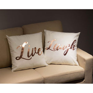 Juvale Throw Pillow Covers - 4-Pack Decorative Couch Pillow Cases Live Laugh Love Dream Rose Gold Prints Girls, Home DecorCushion Covers, White, 17 x 17 inches