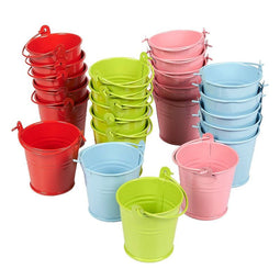 Charmed Colored Mini Metal Buckets - 3-Pack Colorful Tin Pails with  Handles, Small-Sized for The Beach, Party Favors, Easter, Candy, or Garden;