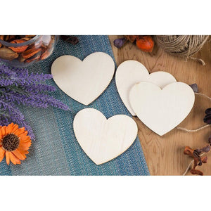 Juvale Wood Heart Cutouts for Valentine's Crafts, Wedding Decorations (3.1 x 3.5 in, 24 Pack)