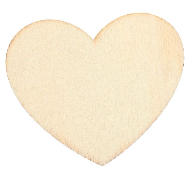 Juvale Wood Heart Cutouts for Valentine's Crafts, Wedding Decorations (3.1 x 3.5 in, 24 Pack)