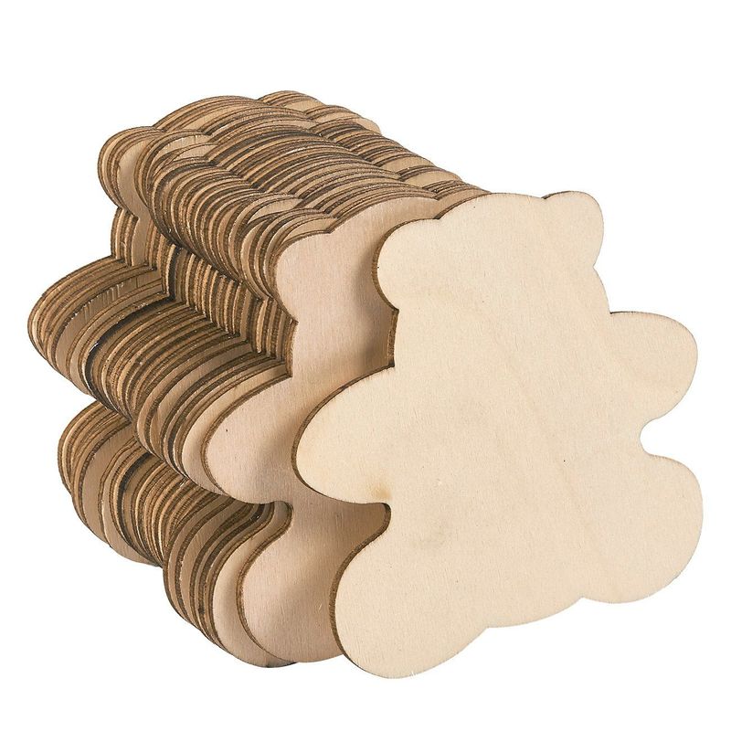 Juvale Wood Bear for Crafts, Unfinished Wooden Cutouts Teddy Bears (3.7 x 3.5 in, 24, 24 Pack)