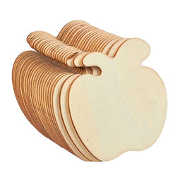 Wood Cutouts for Crafts, Wooden Apple (3.5 x 3.5 in, 24-Pack)