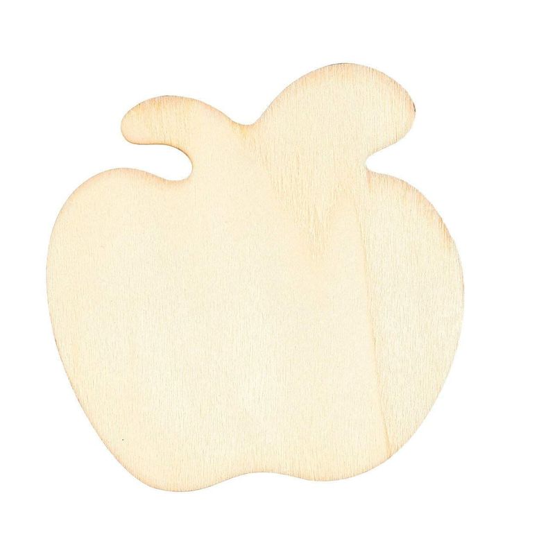 Wood Cutouts for Crafts, Wooden Apple (3.5 x 3.5 in, 24-Pack)