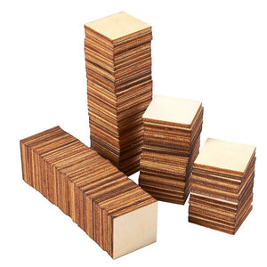 Unfinished Wood Pieces - 100-Pack Wooden Squares Cutout Tiles, Natural Rustic Craft Wood for Home Decoration, DIY Supplies, 1 x 1 inches