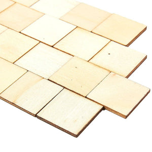 Unfinished Wood Pieces - 100-Pack Wooden Squares Cutout Tiles, Natural Rustic Craft Wood for Home Decoration, DIY Supplies, 1 x 1 inches