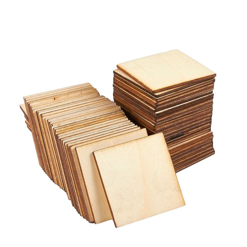 50pcs 40mm Square Unfinished Wooden Pieces, Wooden Square Cutouts