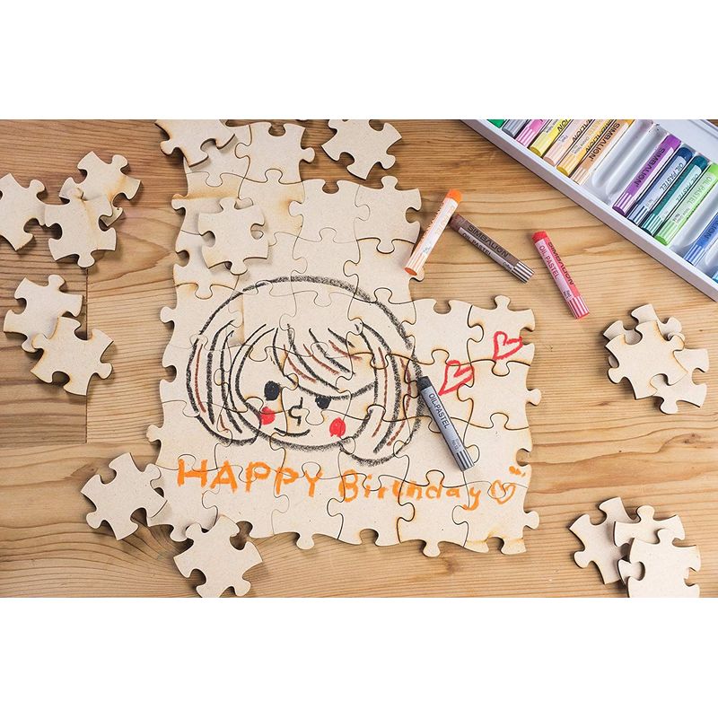 ✪ 100 Pcs/Set Unfinished Wooden Jigsaw Freeform Blank Puzzles Pieces for  DIY Craft