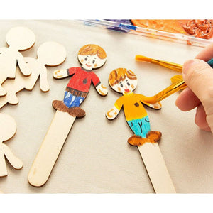 People Craft Sticks - 100-Pack Wooden People Shaped Craft Sticks, Family Set Wood Craft Sticks People for DIY Arts and Crafts Projects, Crafting Supplies