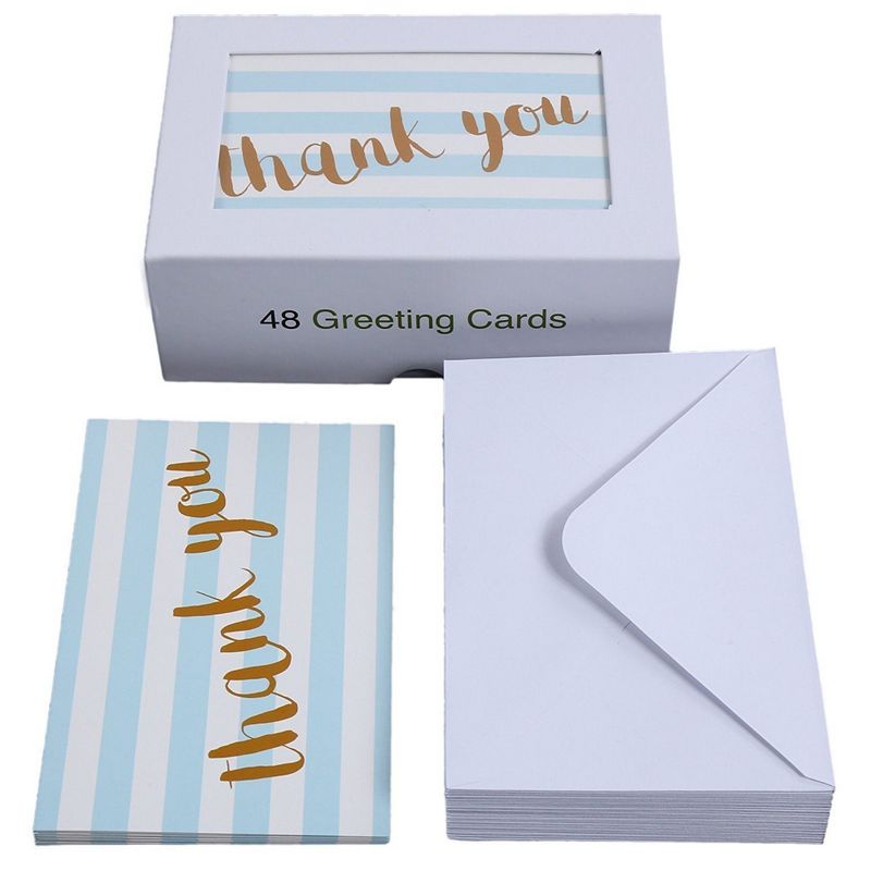 48 Pack Blue Greeting Cards Set, All Occasion Blank Notecards with Envelopes (6 Designs, 4x6 inch)