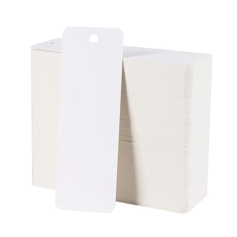 50 Blank Bookmarks, 2 Inch by 6 Inch With Pre-punched Hole, Rounded Corner,  110lb 199gsm Cardstock, Nine Colors to Choose From 