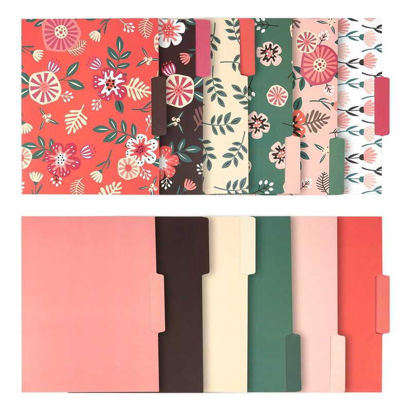 Decorative File Folders with Floral Designs, Letter Size (9.5 x 11.5 in, 12 Pack)