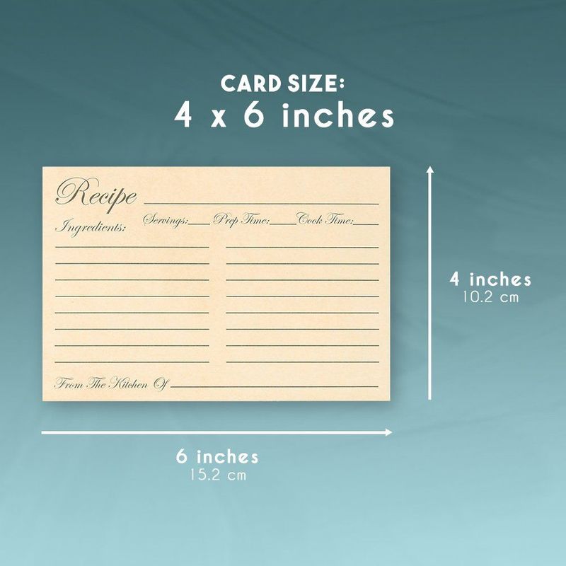 Juvale Recipe Cards for Kitchen,Double Sided (60 Pack 4x6 Inches)