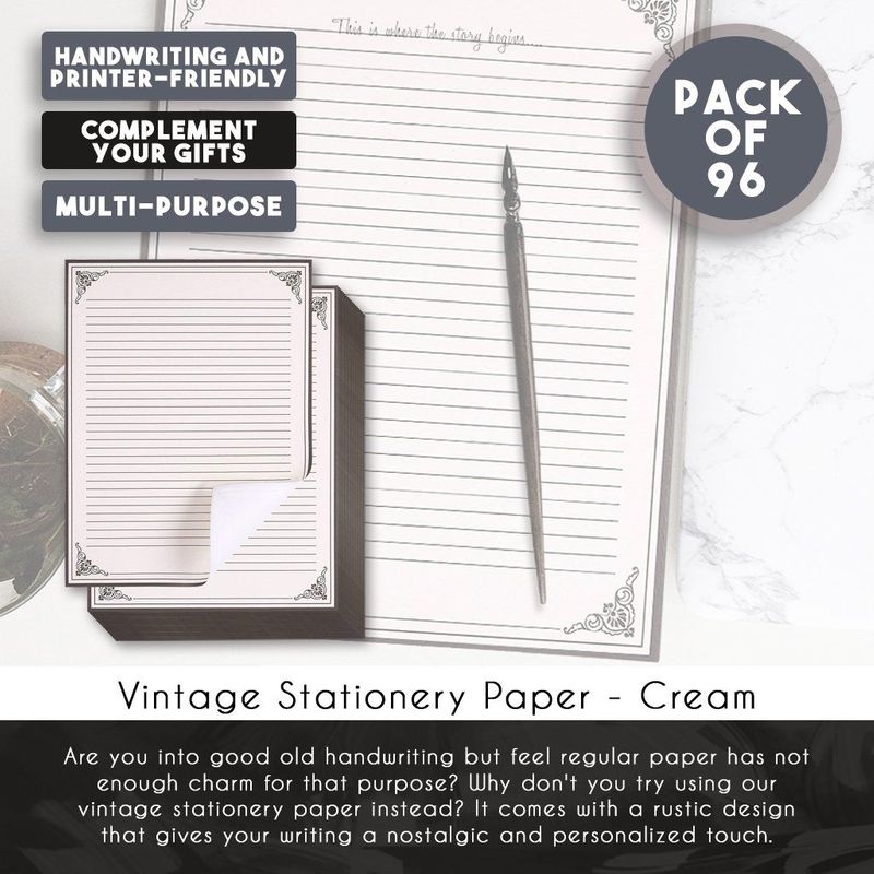 96 Sheets Vintage Style Stationery Paper - DIY Party Invitations