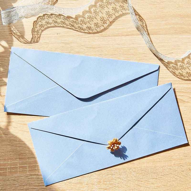96 Pack #10 Business Envelopes in Bulk for Letter Mailing, 4 1/8 x 9 1/2 Inches, Light Blue