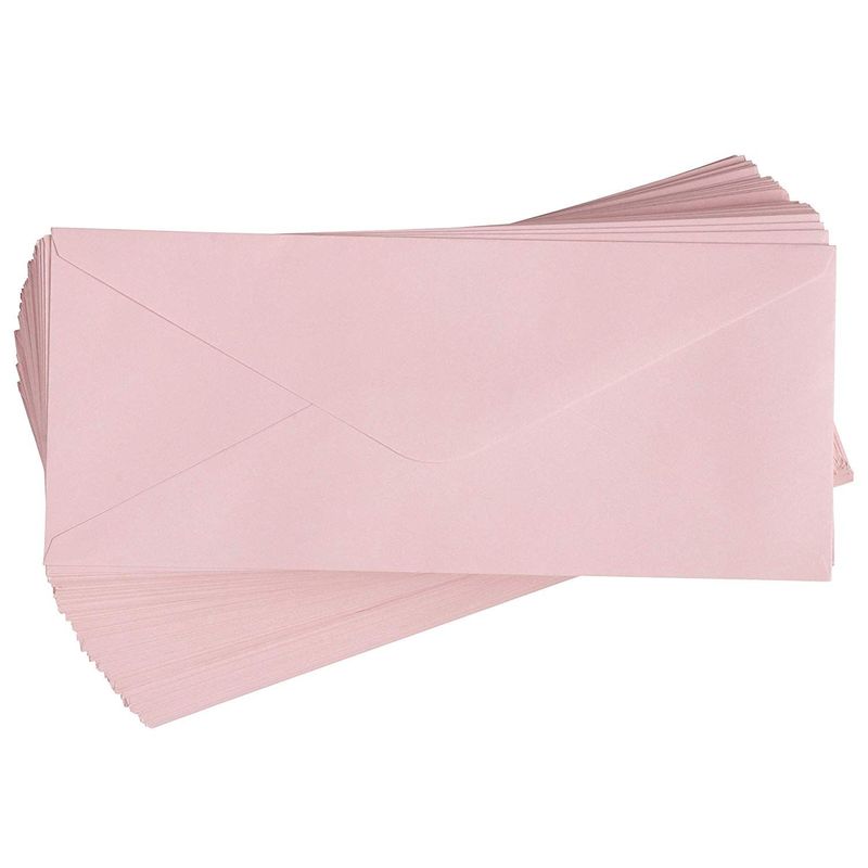96 Pack #10 Business Envelopes in Bulk for Letter Mailing, 4 1/8 x 9 1/2 Inches, Blush Pink