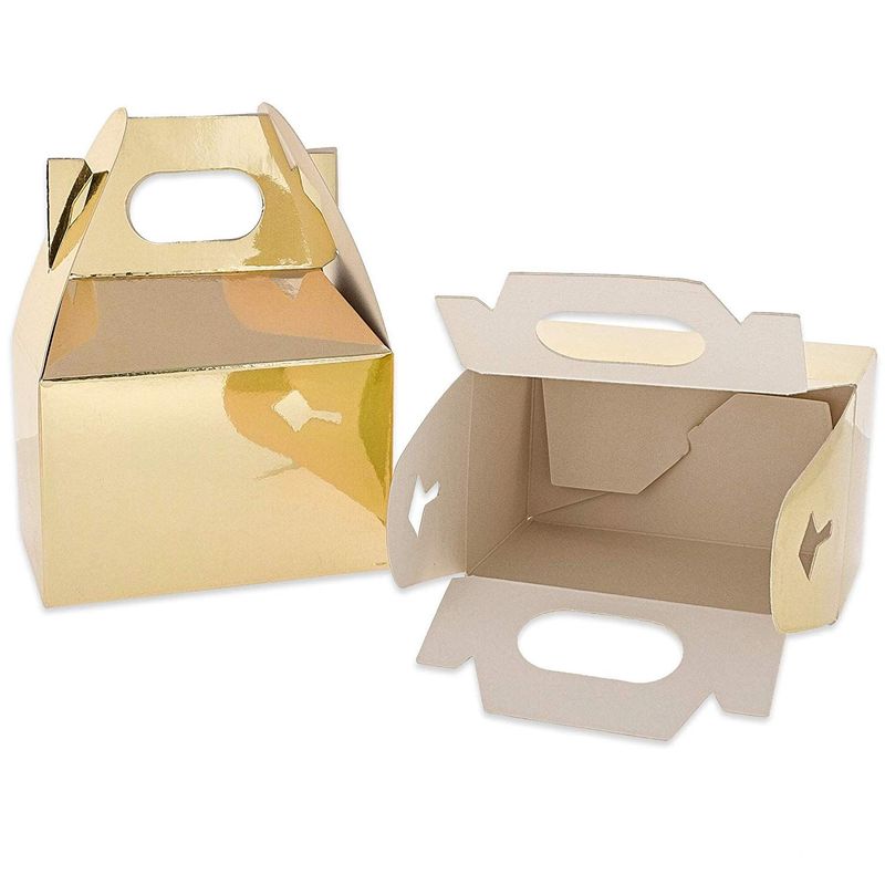 Blue Panda 36-Pack Mini Gold Foil Party Goody Boxes for Favors, Treats, 4 x 2.5 Inches