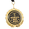 Juvale Gold Medal for Boss Novelty Gift, World's Best Boss Ribbon Medal (Gold, Black)