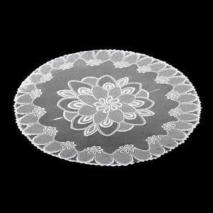 Decorative Lace Tablecloth with Elegant Floral Pattern (White, 71 In)