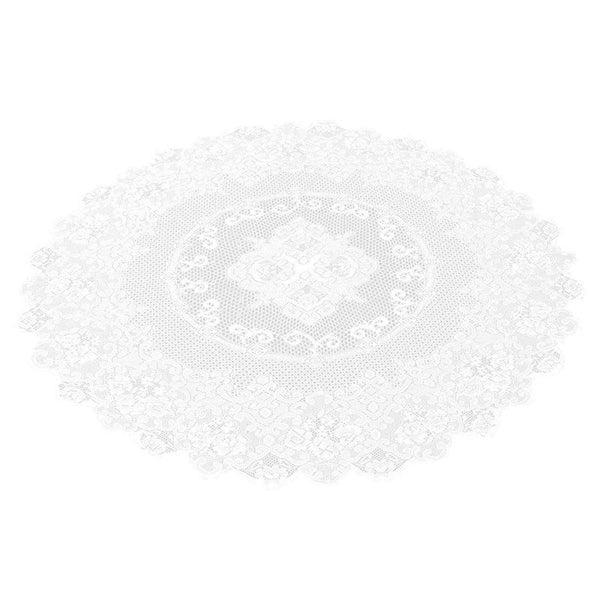 Juvale 59-Inch Round Decorative Lace Tablecloth with Elegant Floral Patterns for Birthday Parties, Weddings, Dining Room Tables, White
