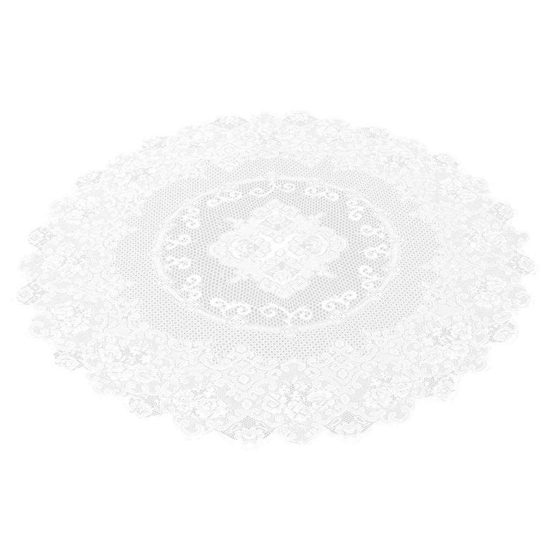 Juvale 59-Inch Round Decorative Lace Tablecloth with Elegant Floral Patterns for Birthday Parties, Weddings, Dining Room Tables, White