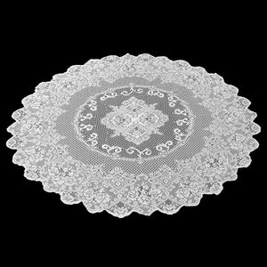 Juvale 59-Inch Round Decorative Lace Tablecloth with Elegant Floral Patterns for Birthday Parties, Weddings, Dining Room Tables, White